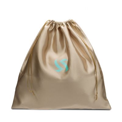 Satin dustbag with drawstrings sliding from 2 sides