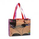 PVC tote bag stitched with gussets and shoulder handles