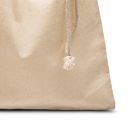 Natural plain cotton shoebag with drawstring sliding from 1 side